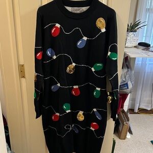 Black Long Sleeve Dress with Festive Lights